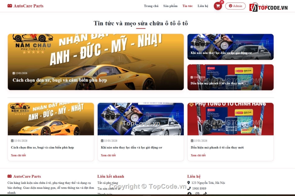 web bán linh kiện,website bán ô tô,website
